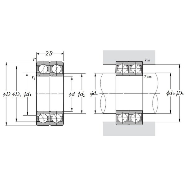 NTN BNT009DTUP, Main Spindle Bearing  45 Mm Id  X 75 Mm Od X 32 Mm W Double Row Phenolic Resin Cage